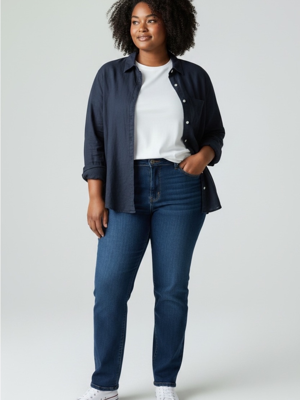 Gap Linen Blend Long Sleeve Button Down Shirt Deep Black
